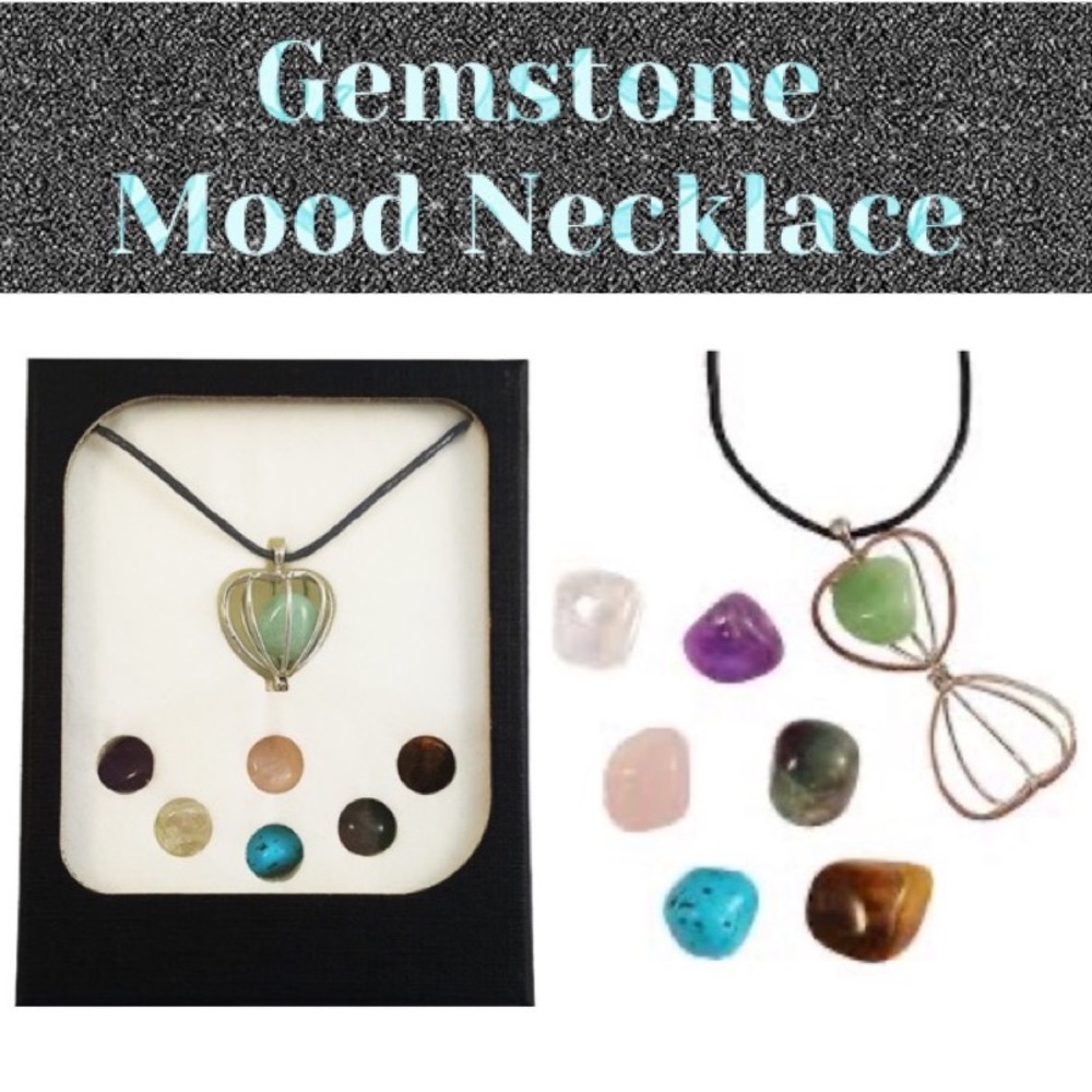 Mood Gemstone Heart Necklace Seven Mood Gemstone Pendant Beautiful Genuine Stone